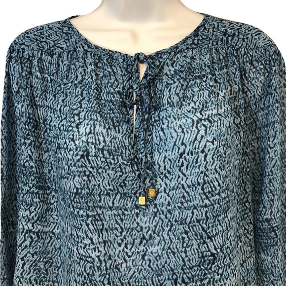 Women’s Michael Kors Blue Printed Long Sleeve Blouse Size S - Picture 4 of 11